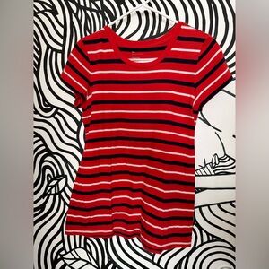 GAP Red White and Navy Blue Striped Tee T-shirt Womens XS